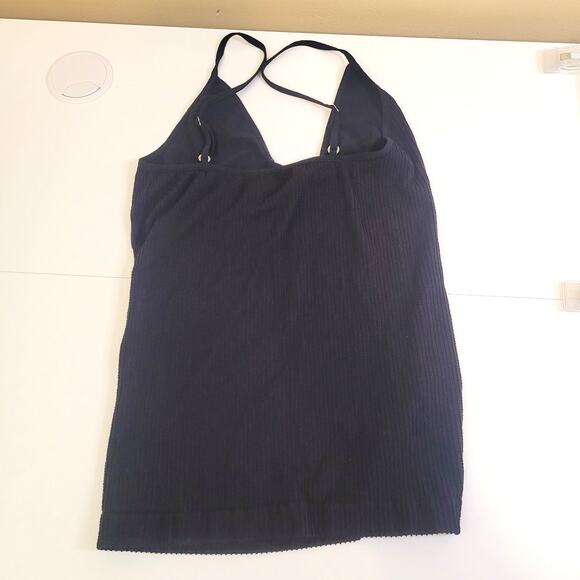 Free People Intimately Tank Top M/L Black Ribbed Knit Strappy Cami Y2K Edgy - Picture 4 of 4